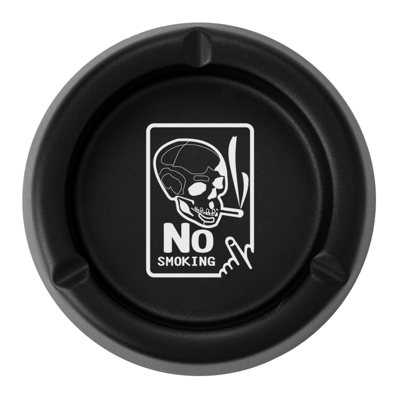 Personalized Engraved Gift - Cendrier rond en métal noir en